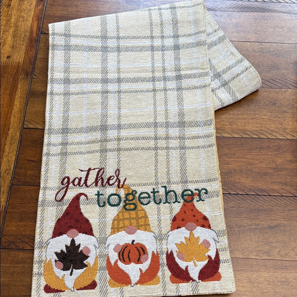 Festive Fall Plaid Gnome Table Runner